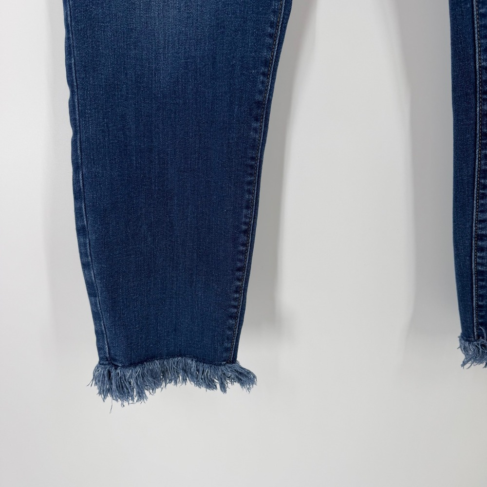 LOFT Outlet Frayed Hem Ankle Jeans Womens 14 Blue Mid Rise Skinny Stretch Denim - Picture 3 of 12